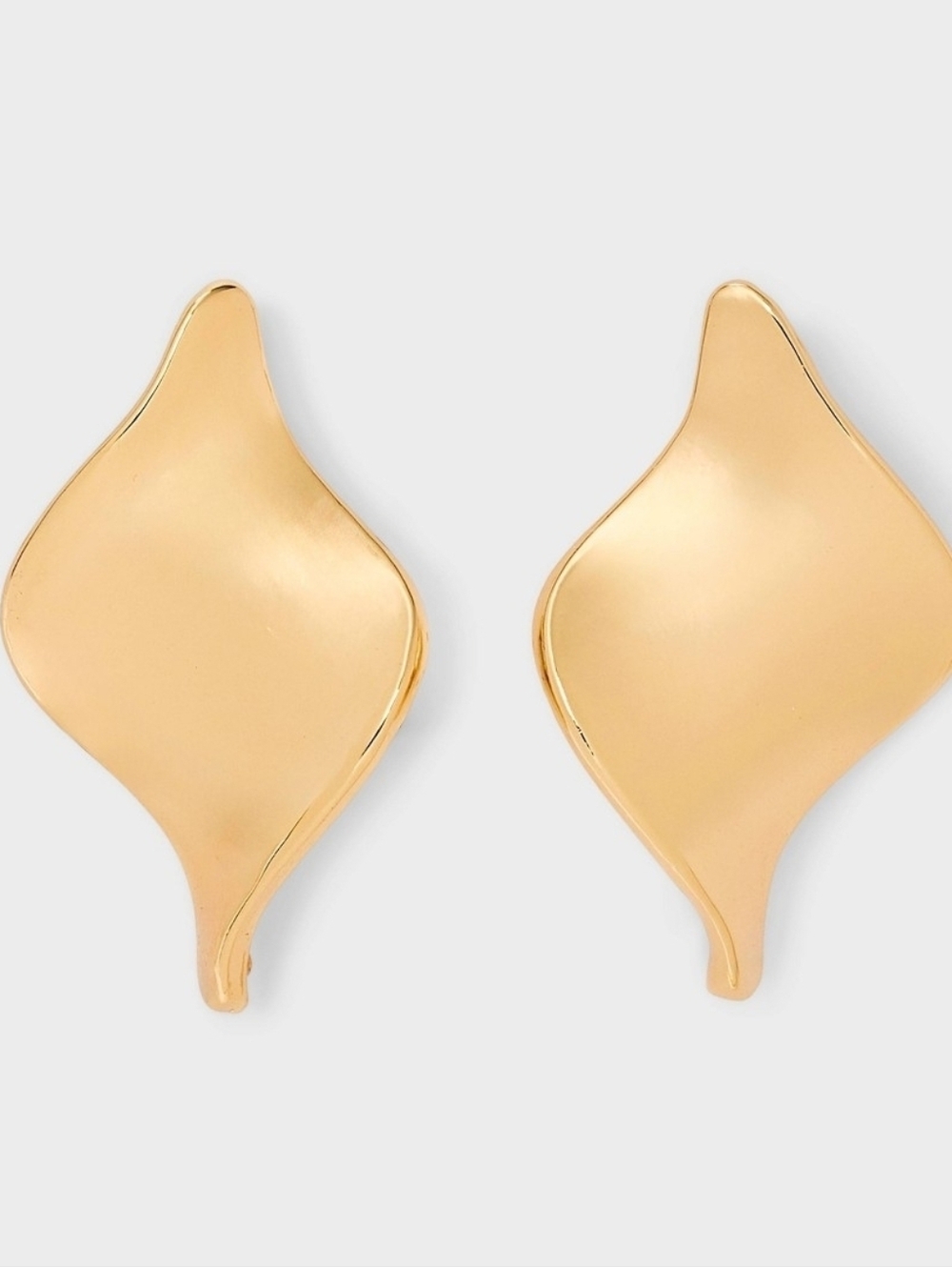 a new day Polished Gold Sculptural Leaf Earrings